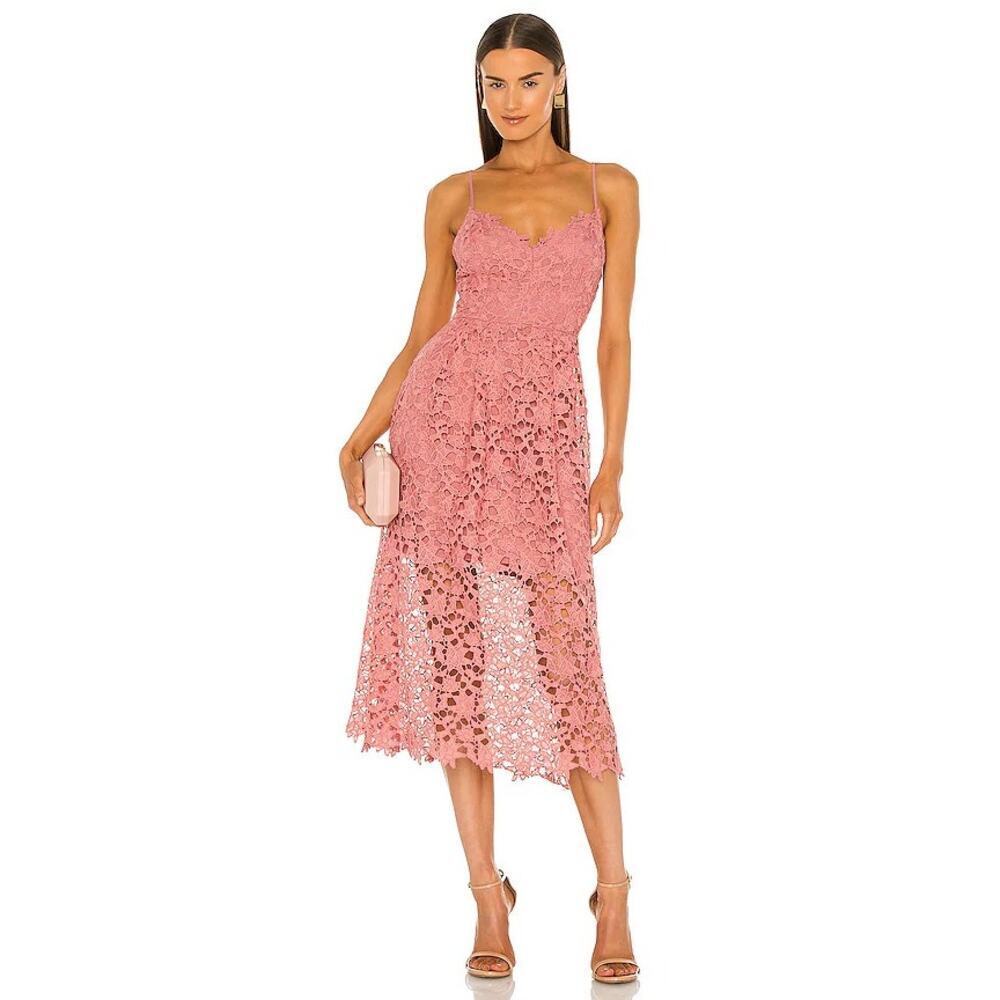 ASTR the Label Lace A-Line Midi Dress - Size Small - Mauve Spaghetti Strap